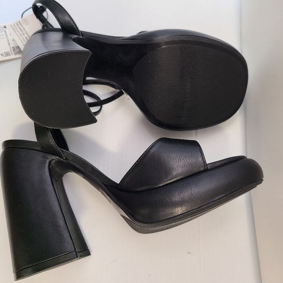 ZARA HIGH-HEEL PLATFORM SANDALS BLACK SIZE 6.5 | 3307/110 - Picture 13 of 13